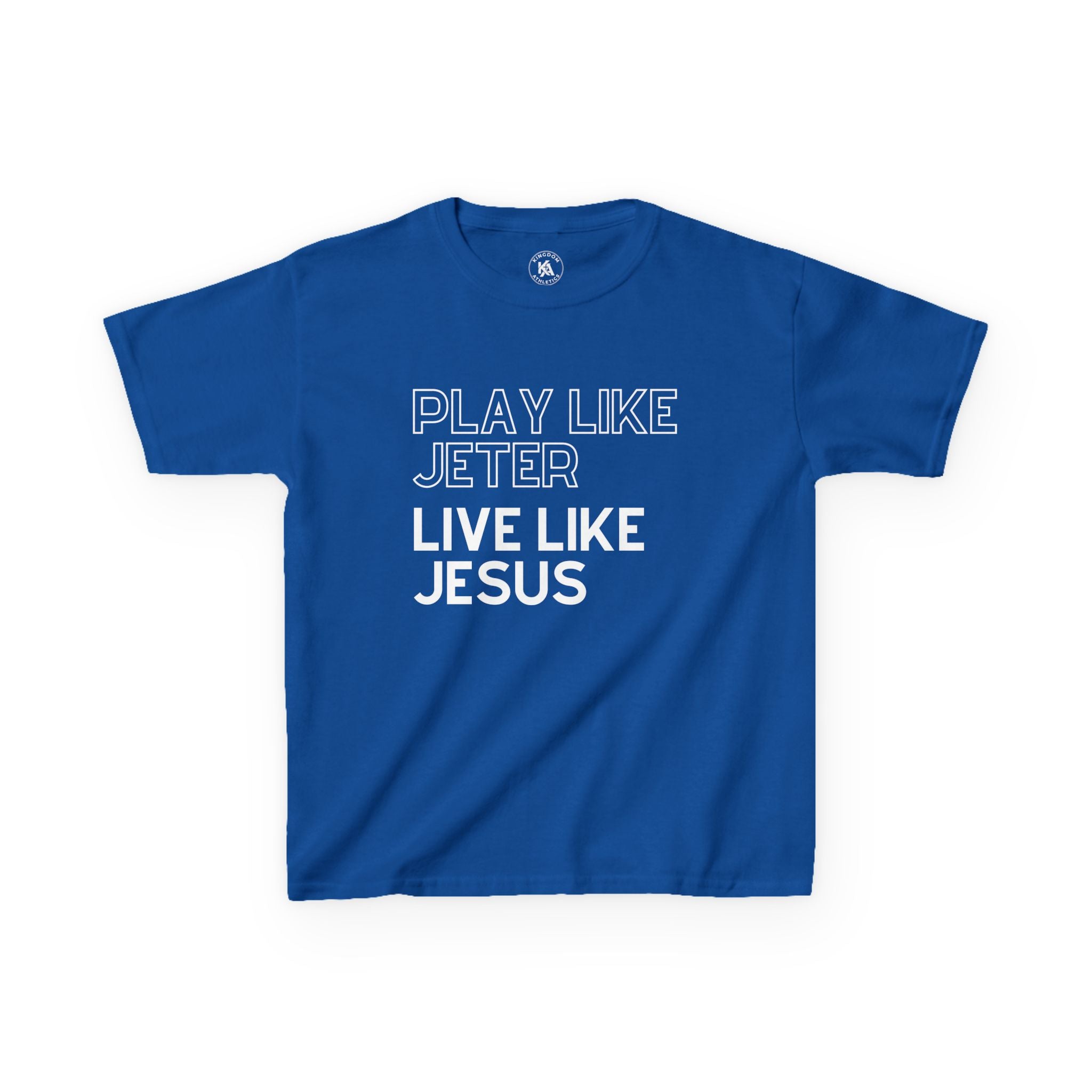 Play Like Jeter Live Like Jesus Kids T-Shirt | Christian Baseball Tee