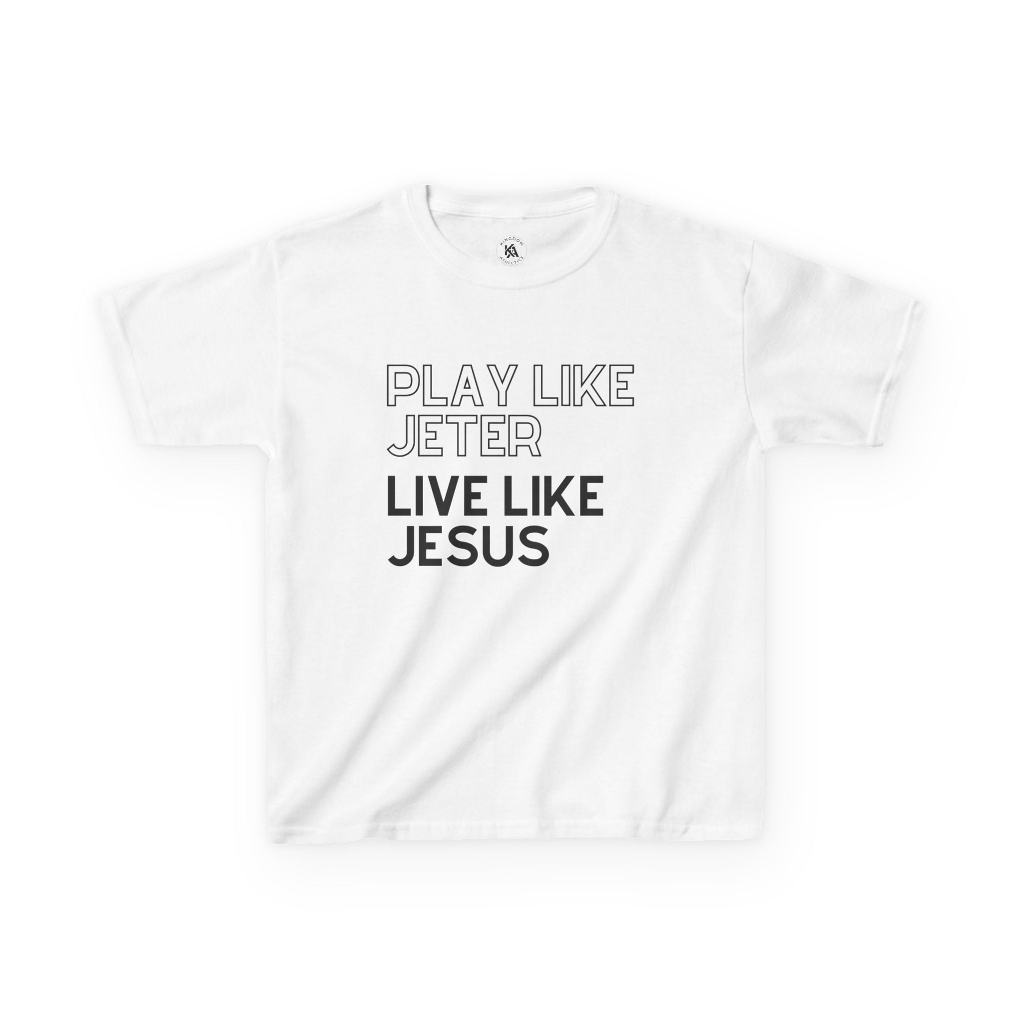 Play Like Jeter Live Like Jesus Kids T-Shirt | Christian Baseball Tee