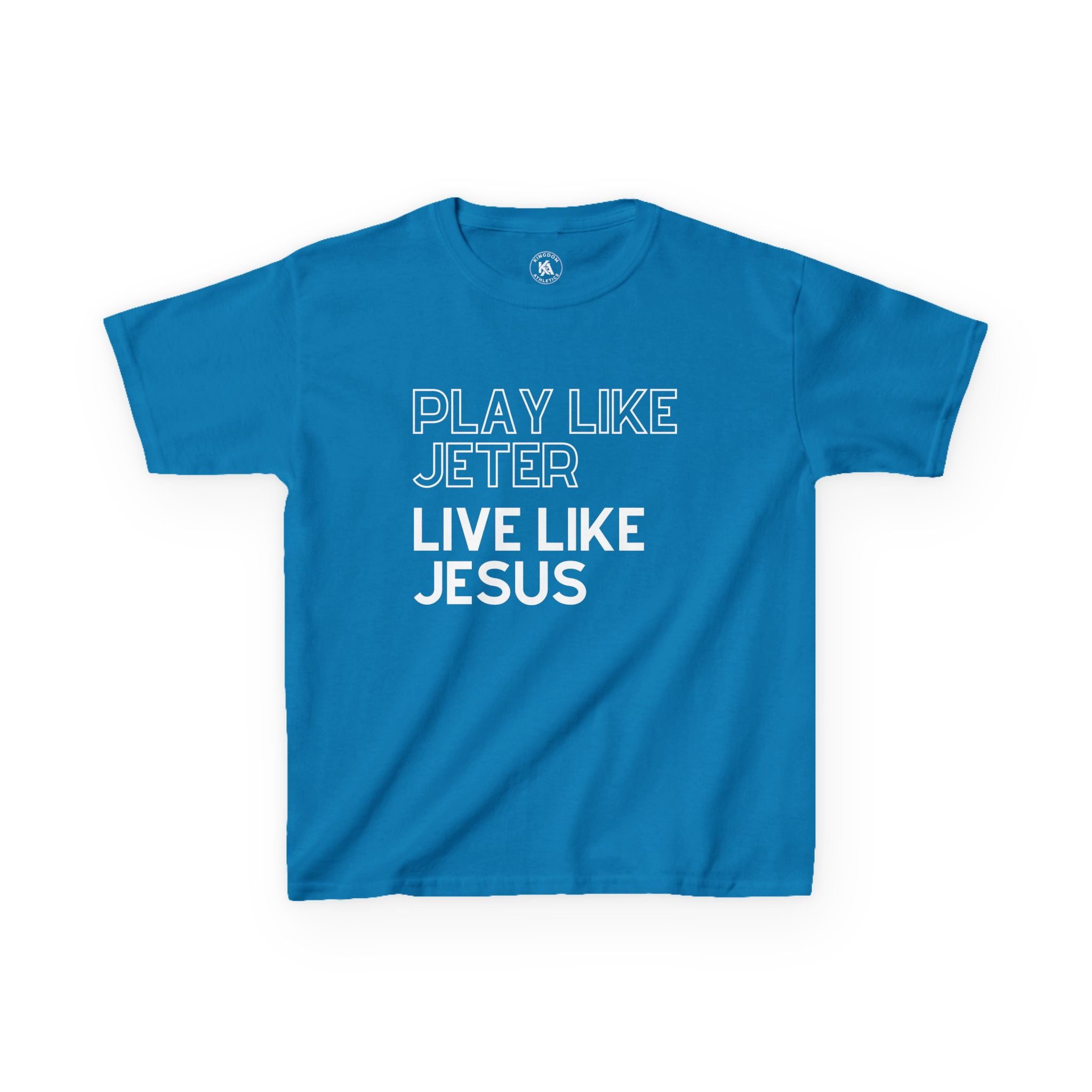 Play Like Jeter Live Like Jesus Kids T-Shirt | Christian Baseball Tee