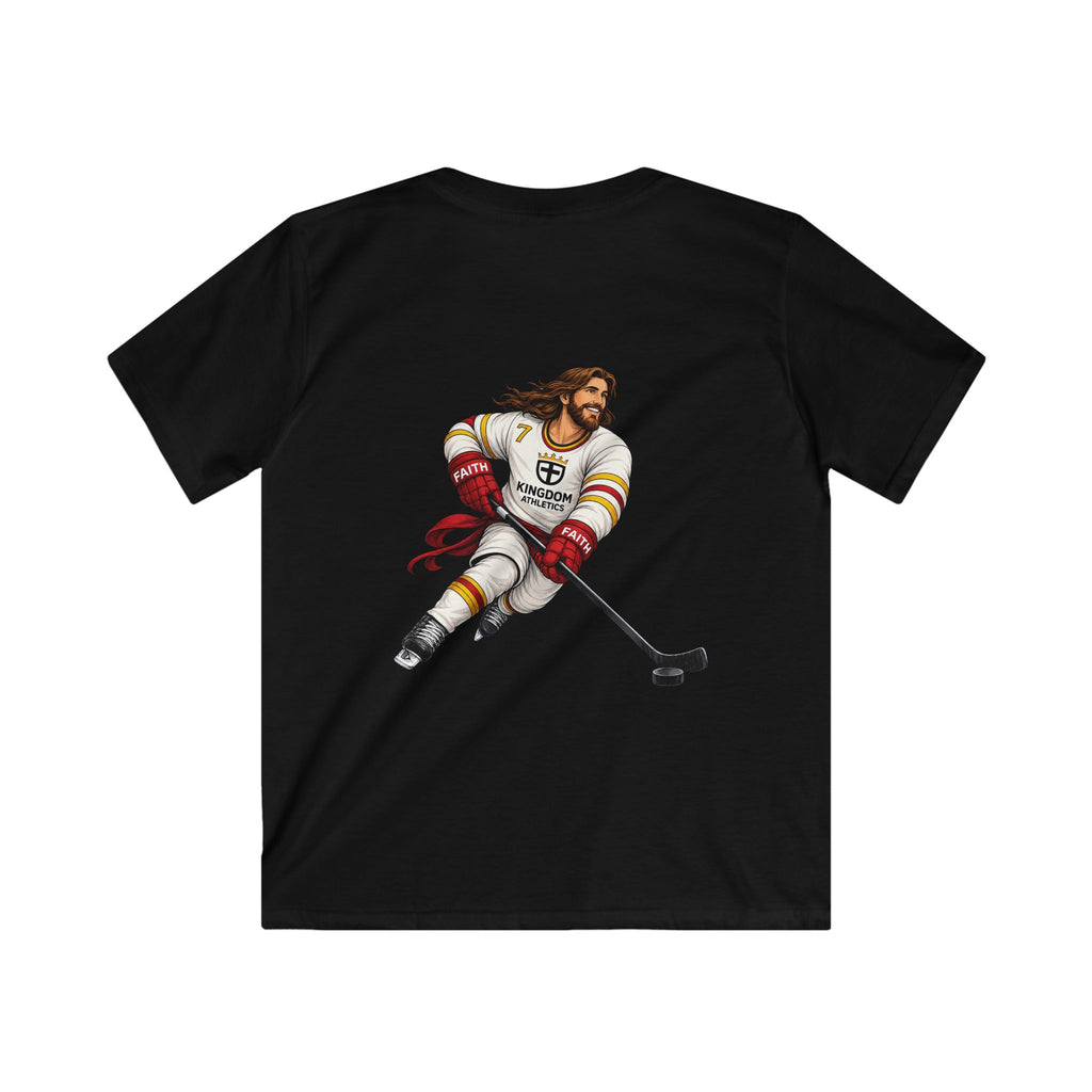 Jesus is My Enforcer | Youth Hockey Athletic Tshirt