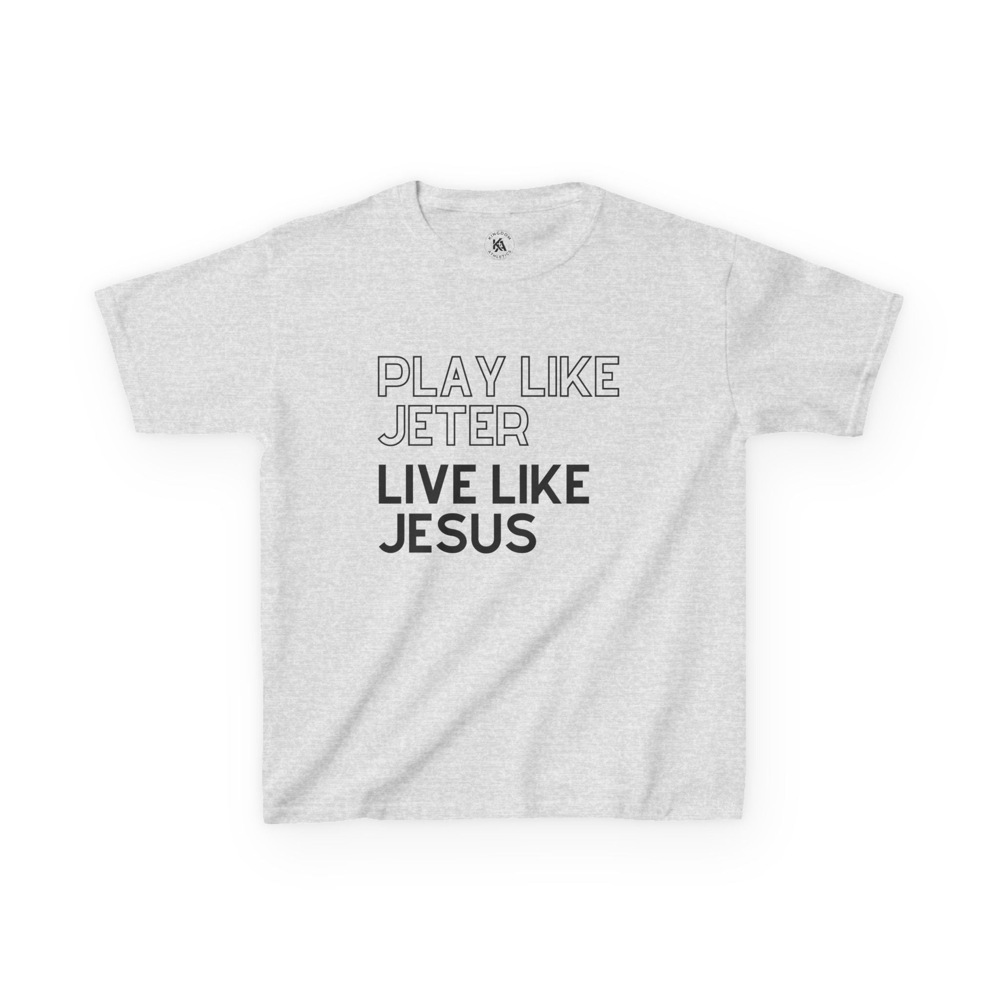 Play Like Jeter Live Like Jesus Kids T-Shirt | Christian Baseball Tee