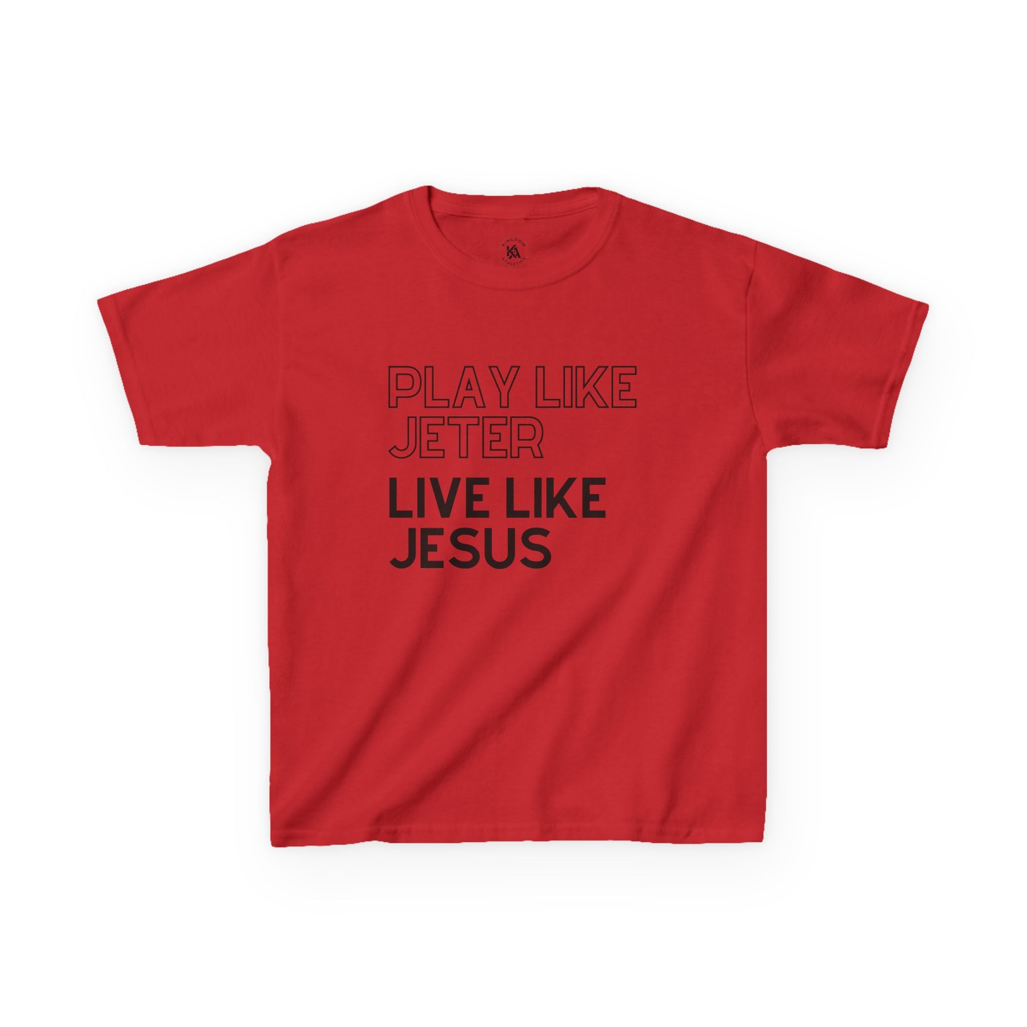 Play Like Jeter Live Like Jesus Kids T-Shirt | Christian Baseball Tee