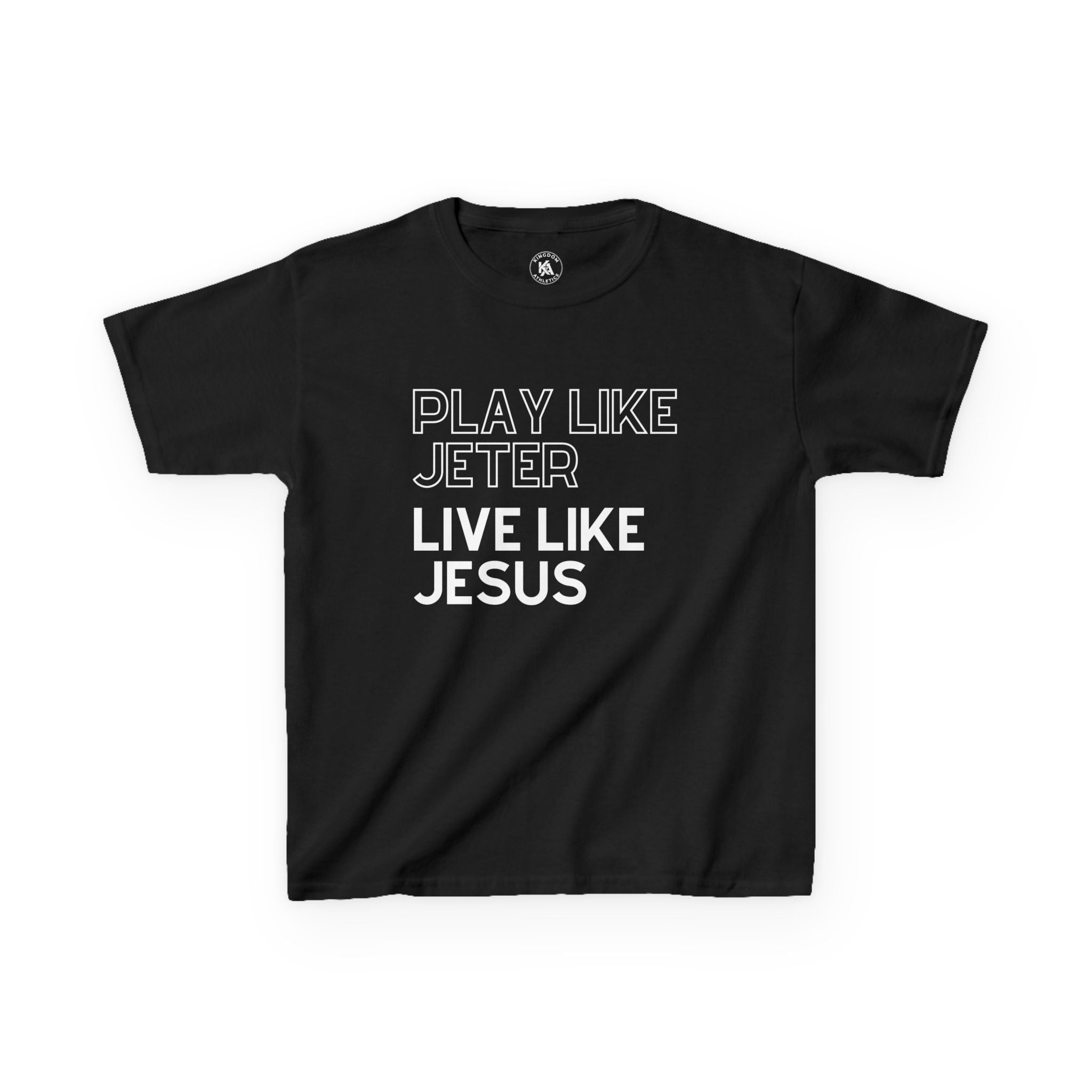 Play Like Jeter Live Like Jesus Kids T-Shirt | Christian Baseball Tee