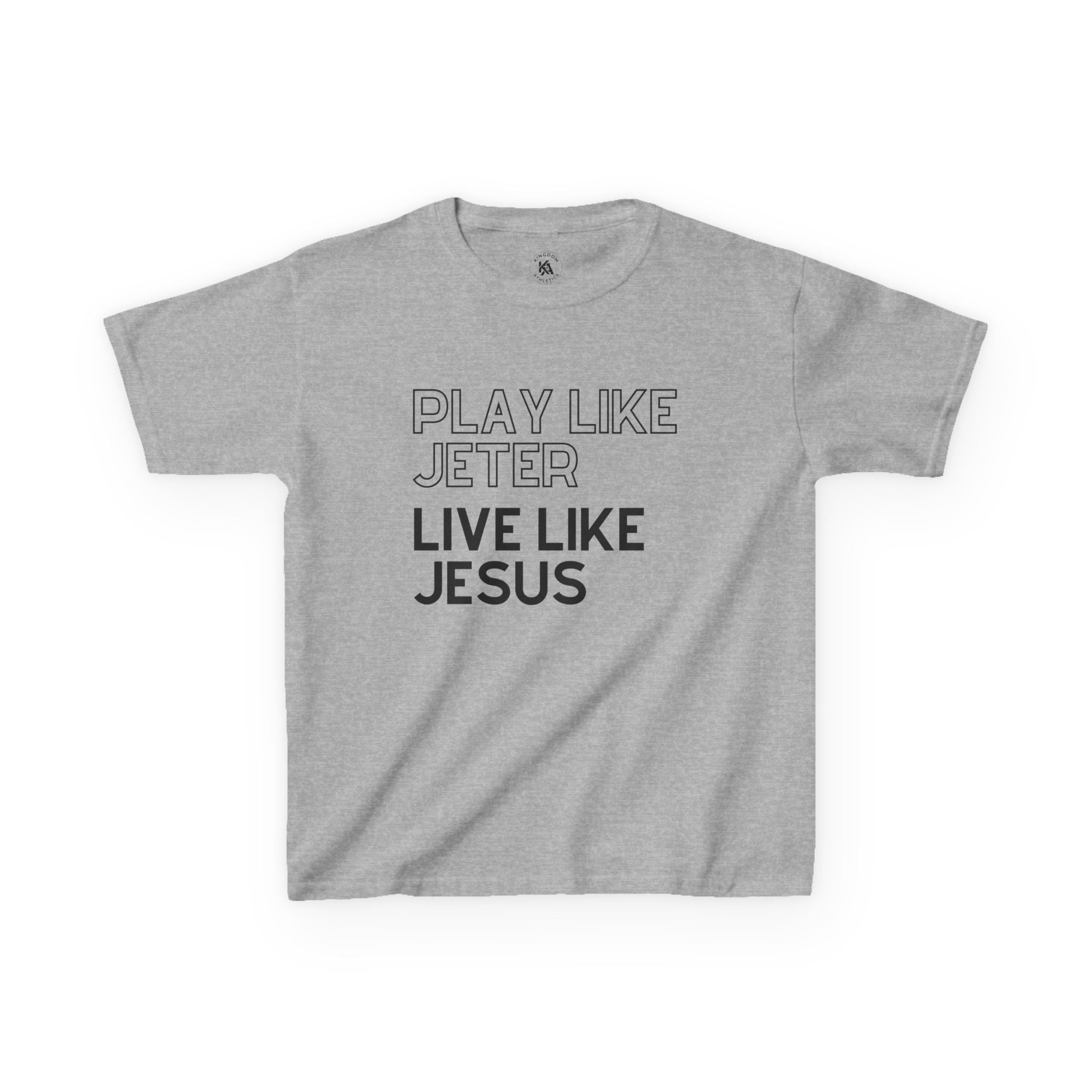 Play Like Jeter Live Like Jesus Kids T-Shirt | Christian Baseball Tee