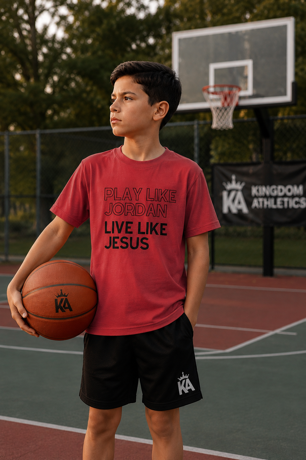 Play Like Jordan Live Like Jesus | Youth Basketball T-Shirt