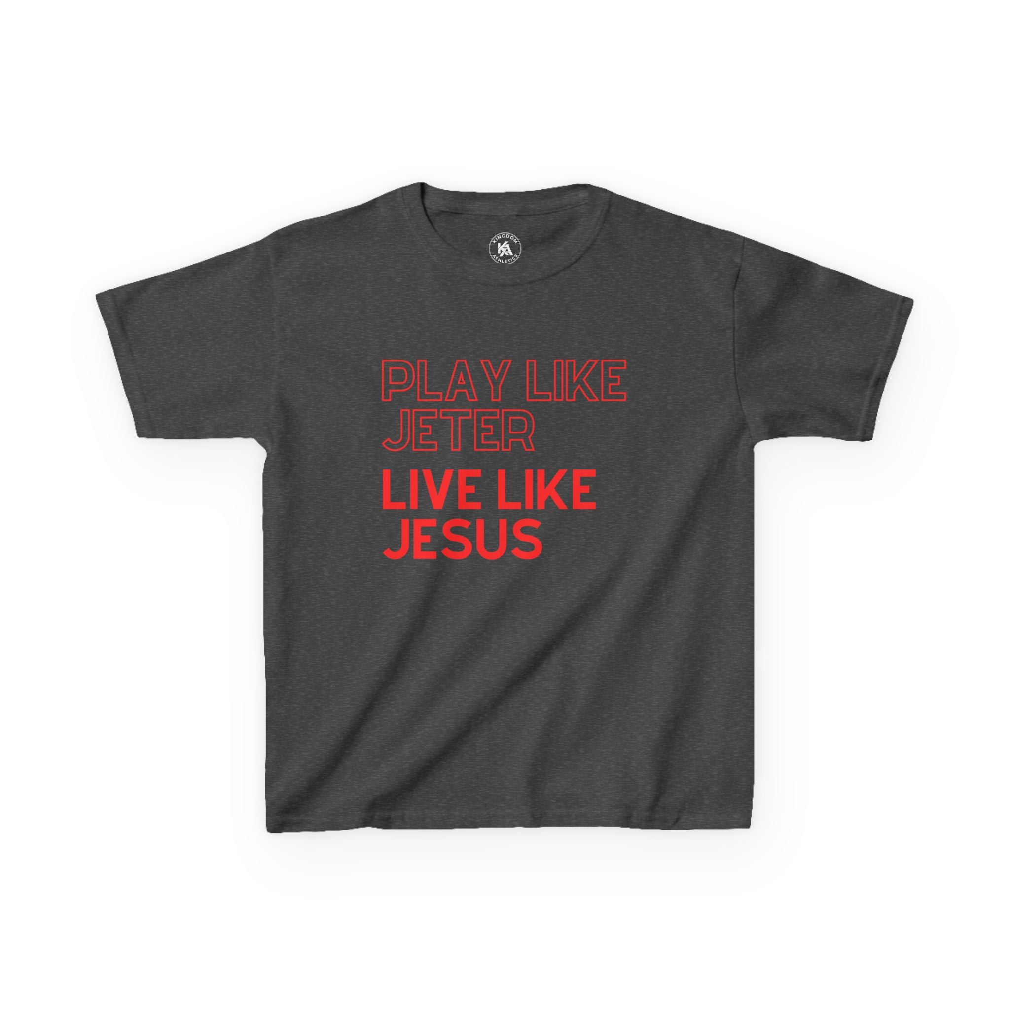 Play Like Jeter Live Like Jesus Kids T-Shirt | Christian Baseball Tee