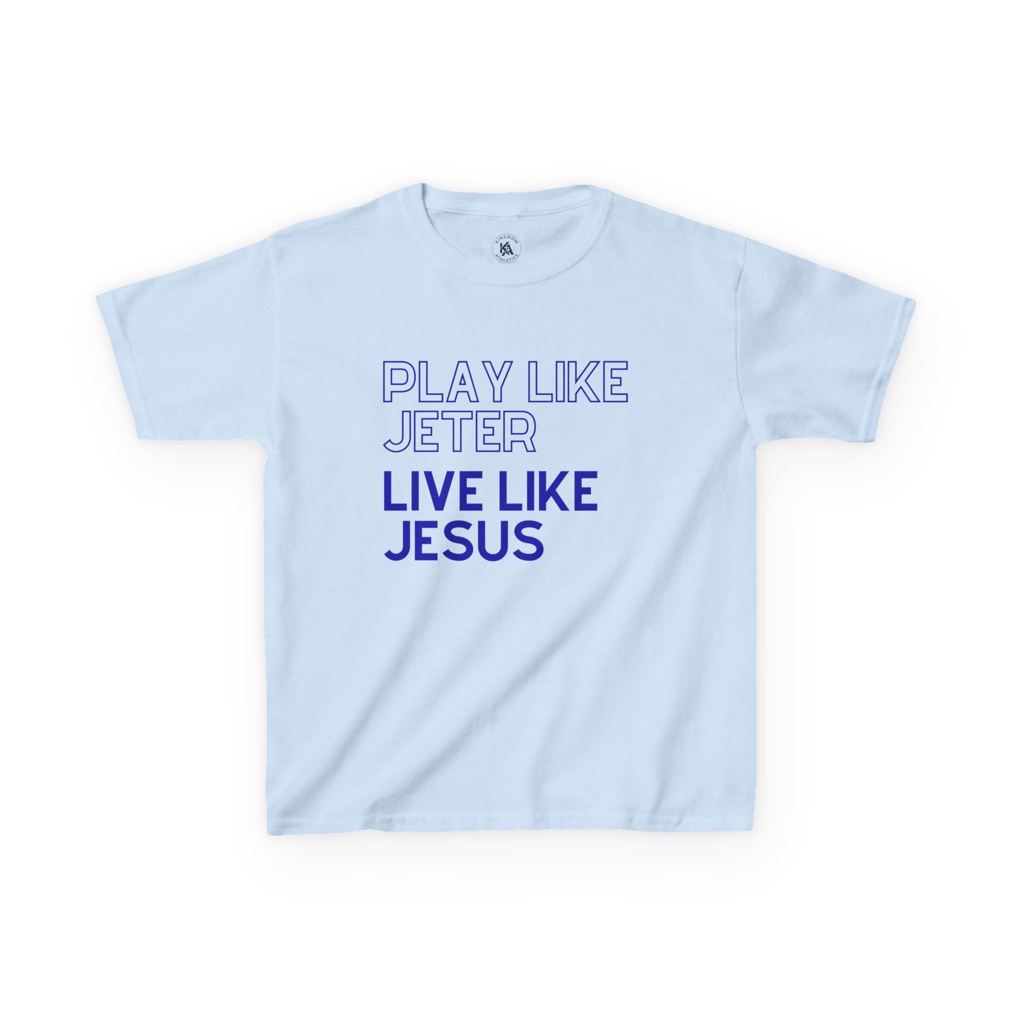 Play Like Jeter Live Like Jesus Kids T-Shirt | Christian Baseball Tee